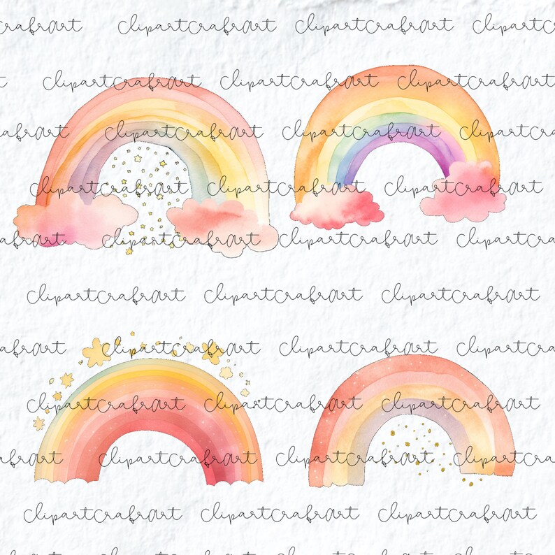 Rainbow Clipart, Light Pink and Orange Pastel Rainbow Clipart, Baby