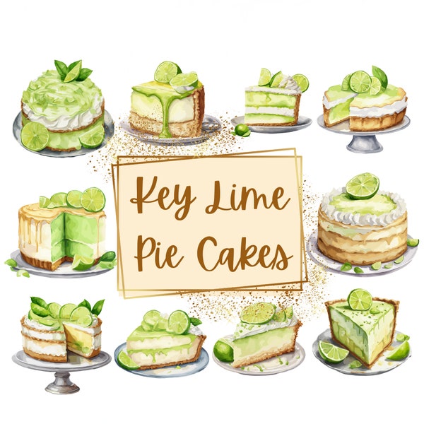 Key Lime Pie Cake Dessert Clipart, Key Lime Pie Cakes Png, Birthday Baby Shower  Decor PNG, For T Shirt Mugs Cards Tags Gifts PNG, Instant