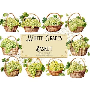 Weiße Trauben Obstkorb Png Clipart, Grüne Trauben Korb Clipart, Trauben Obst Geburtstag Baby Shower Party Grafiken, Obst PNG, Instant