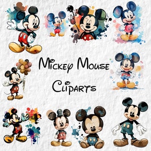Mickey Mouse Clipart, Mickey Mouse Png, Mickey Mouse acuarela Cliparts, linda ilustración de dibujos animados de Mickey, Mickey PNG, gráficos de baby shower