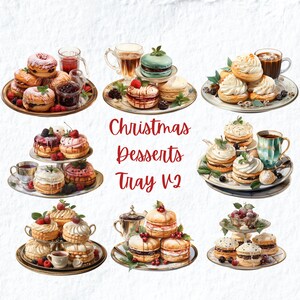 Christmas Desserts Tray clipart, Cute Christmas Dessert clipart, Xmas Food Desserts Graphics, Holiday Clipart, Christmas Clipart PNG
