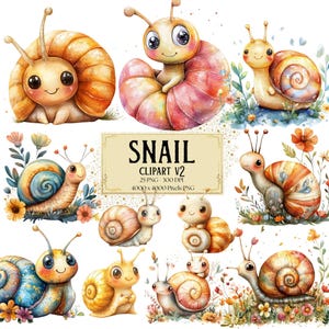 Schnecke Clipart, Blumen Schnecke Clipart, Geburtstag Babyparty Aquarell Png, Wald Kinderzimmer Dekor Png, für T-Shirt Becher Design Png