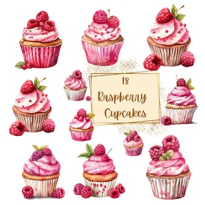Himbeer Cupcake Clipart, Himbeer Cupcake Obst Clipart, Niedliche Himbeer Dessert Geburtstag Baby Shower Party Grafik, Kinderzimmer Dekor Png