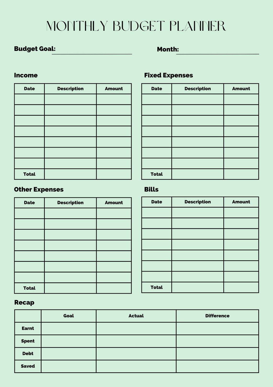 Monthly Budget Planner Digital File - Etsy