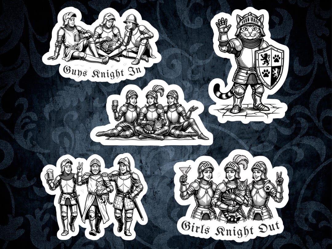 Knight Sticker Style Knightcore Sticker, Medieval Knight Sticker, Cat Knight Sticker, Funny ...
