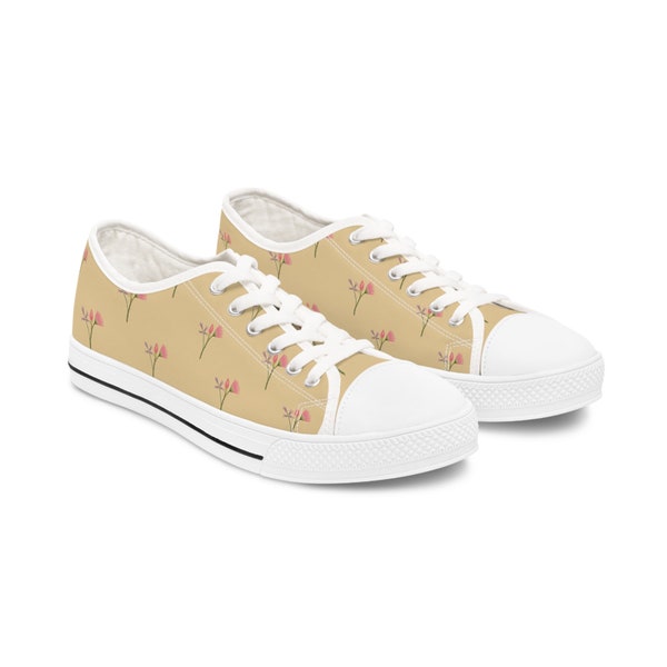 Stylish Flower Print Low Top Sneakers with Hi-Poly Memory Foam Insoles