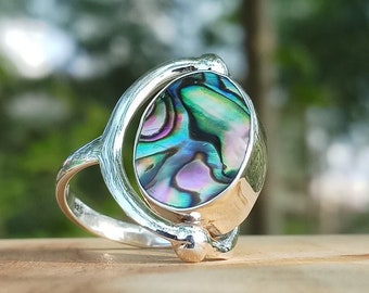Handgemaakte sterlingzilveren abalonering: parelmoer statement sieraden