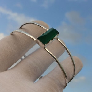 Natural Green Onyx Handmade Cuff Bracelet For Women/ 925 Sterling Silver Vintage Handmade Cuff Bracelet/ Antique cuff Bracelet For Birthday