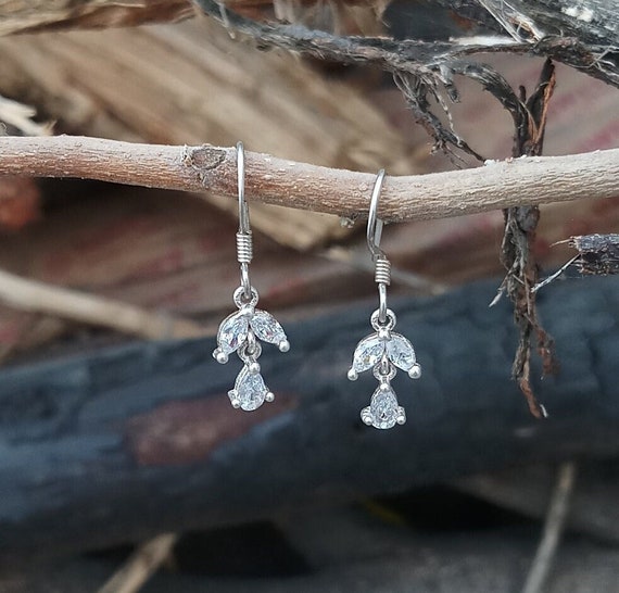 925 Silver Cubic Zirconia Drop Earrings For Women - Lab-Created CZ Dangle Jewelry