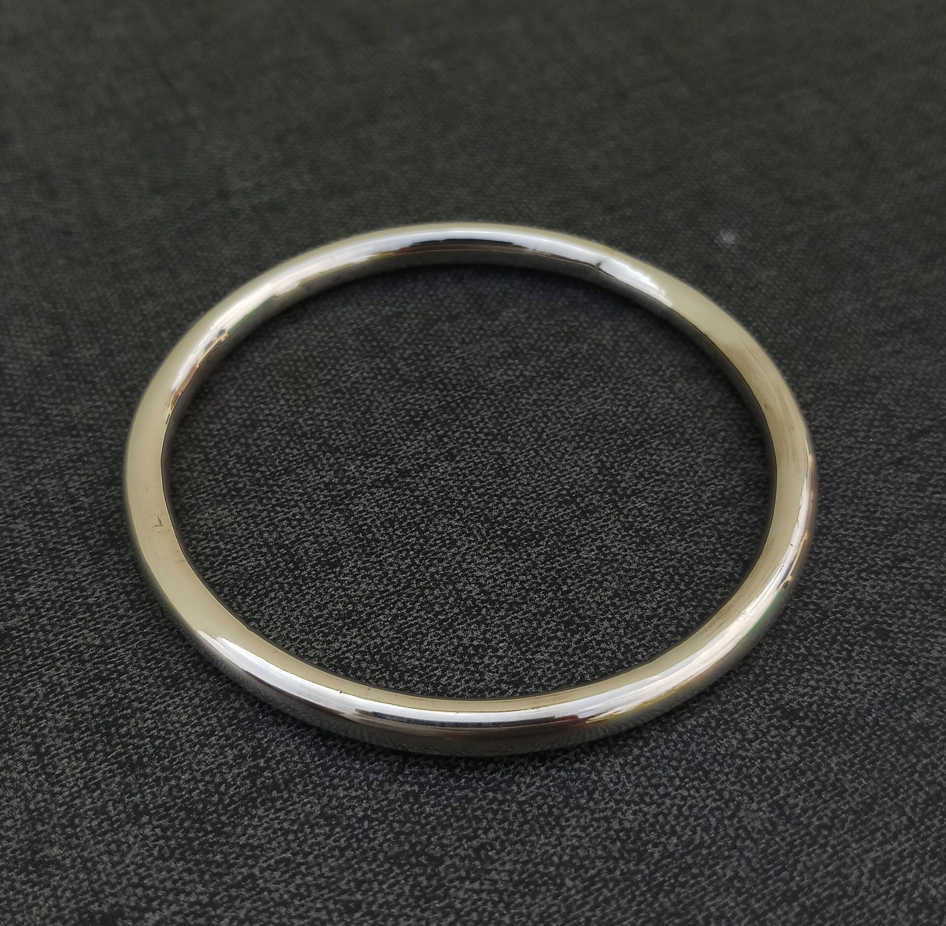 Handmade Oxidized Sterling Silver Tube Bangle: Polished Metal