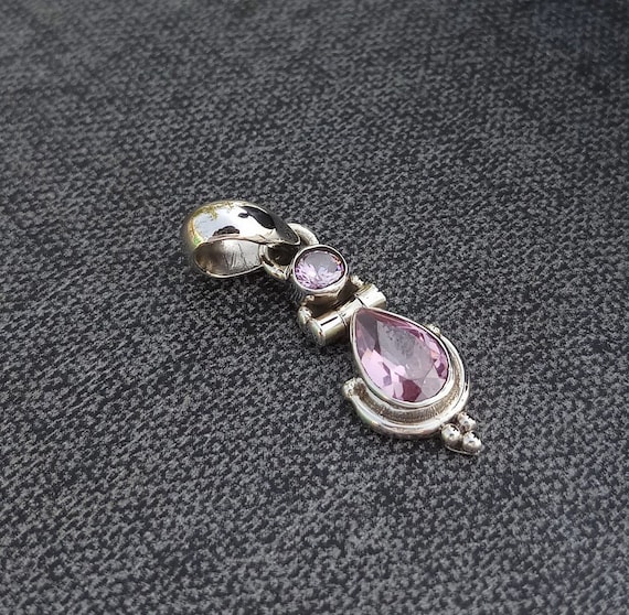 Pink Zircon Pendant: Sterling Silver Vintage Charm Necklace