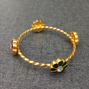 22カラットの金メッキブレスレット、彼女の記念日の贈り物 - 女性用925スターリングシルバーバングル - アンティークヴィンテージバングル - お母さんへの手作りギフト