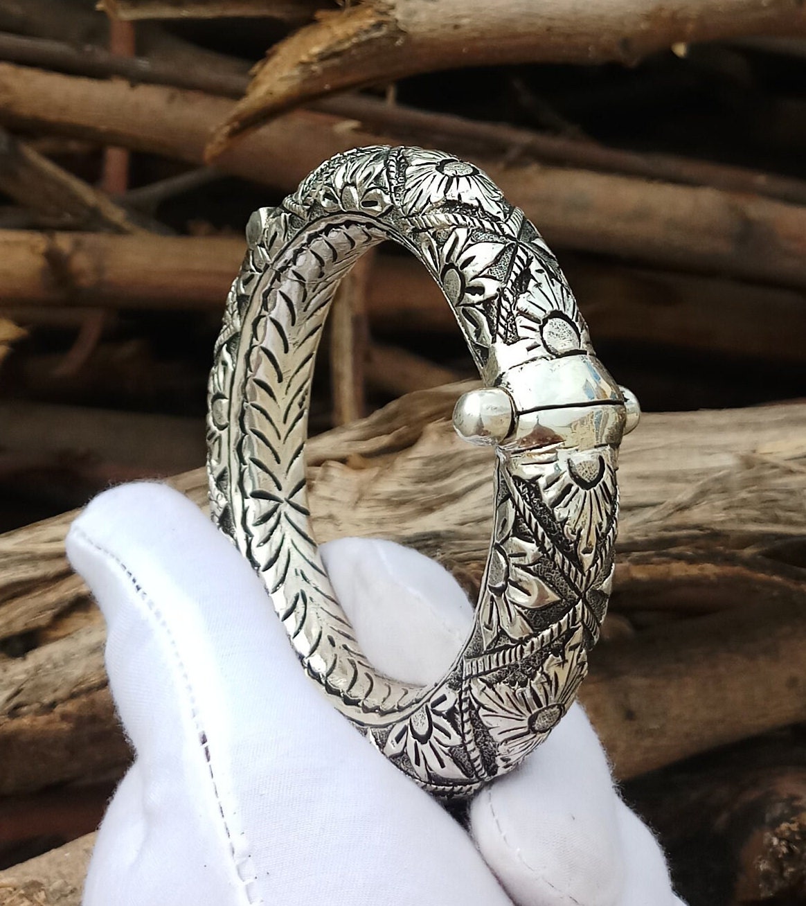 Very Old Vintage Handmade Silver Bangles for Her Wedding/925