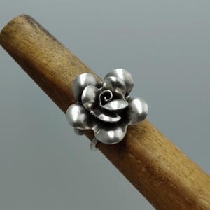925 Sterling Silver Flower Ring For Her Anniversary Gift-Handmade Adjustable Ring-Promise Ring-Silver Rose Ring-Flower Jewelry Gift For Mom