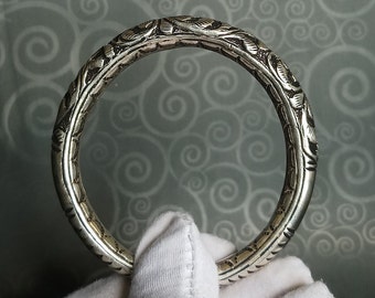 925 Sterling Silver Handmade Vintage Bangles For Man, Antique Silver Bangles For Gift, Tribal Bangles, Kadas Bangles For Anniversary Gift