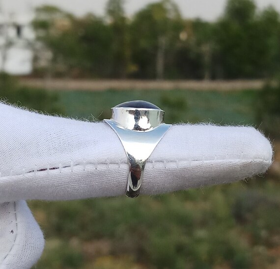 Natural Labradorite Antique Dome Statement Handmade Silver Ring 
