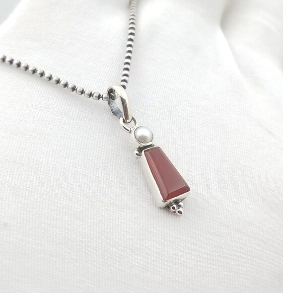 Sterling Silver Red Onyx Gemstone Cross Design Pendant  Sterling Silver Red Onyx Pendant Necklace display picture 1