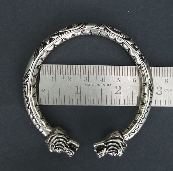 Indian Silver Tribal Lion Head Bangle Indian Silver Tribal Lion Head Bangle