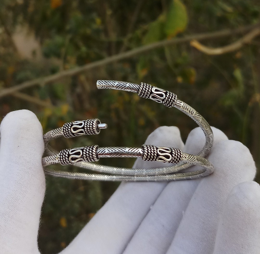 Handmade Oxidized 925 Sterling Silver Tribal Bangle Bracelet - Etsy