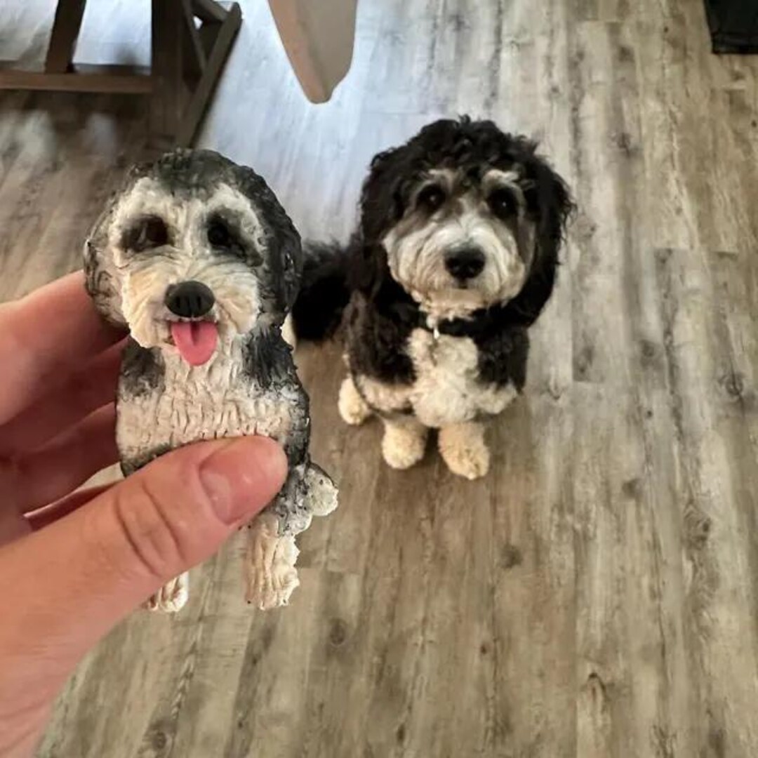 Personalized Polymer Clay Pet Statue: Custom Dog Wedding Cake Topper ...