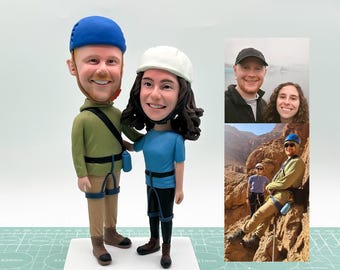 Personalisierte paar bobbleheads, kundenspezifische paar Kletterer bobblehead, kundenspezifische Geschenke für im Freien Wanderer, Geburtstagsgeschenke, Jubiläumsgeschenke.Wandern Geschenk