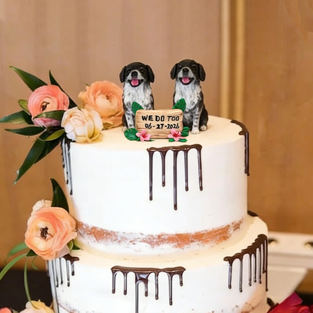 Personalized Polymer Clay Pet Statue: Dog Wedding Cake Topper ...