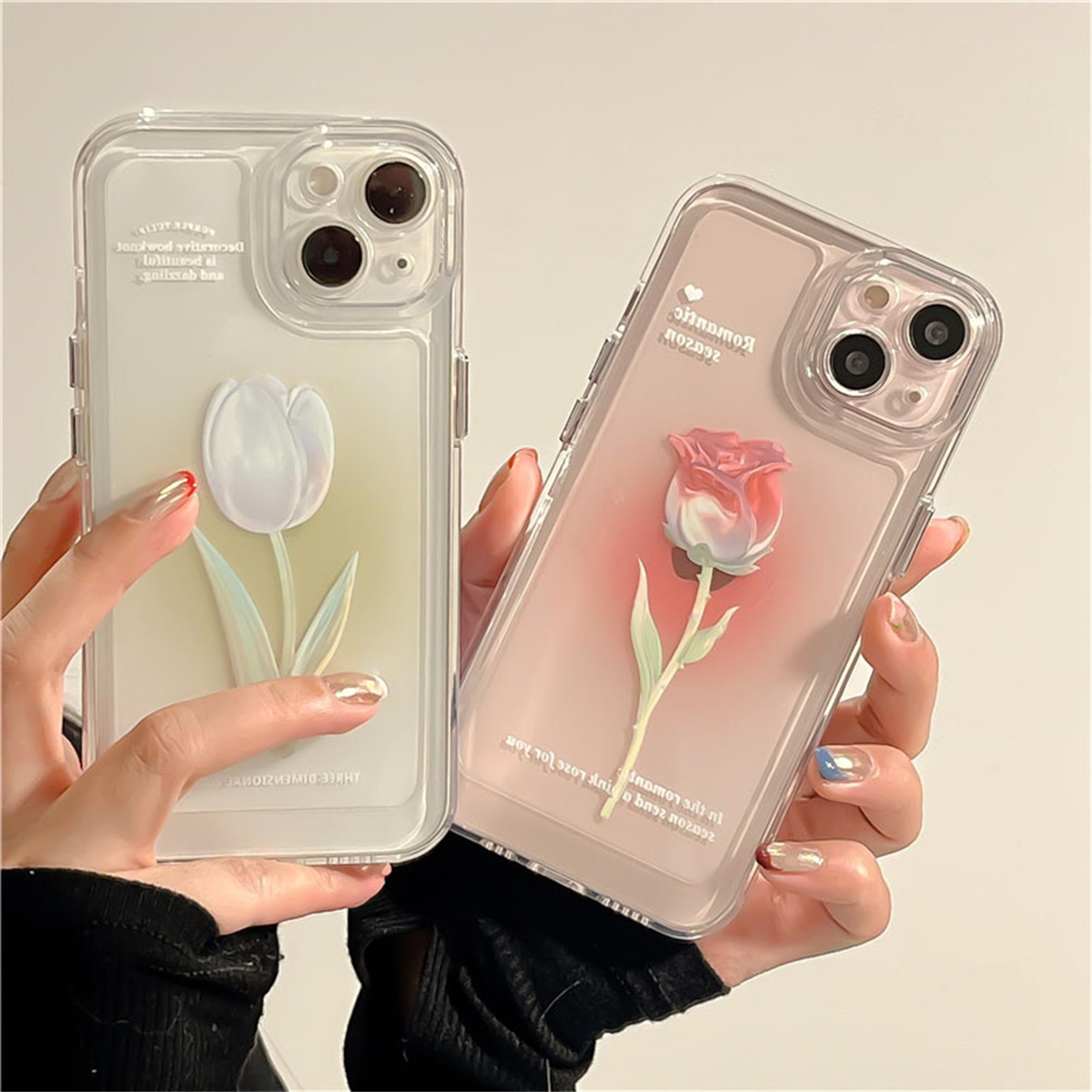 💖Glitter Blue Light 3D Tulips Phone Case With Wrist Strap For