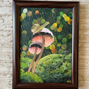 Snail on Mushroom Oil Painting