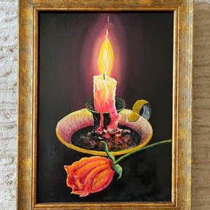 Rose and Candle Oil Painting