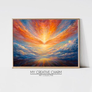 Wings In The Sky Oil Paint Print | Home Decor | Instant Digital Printable Art