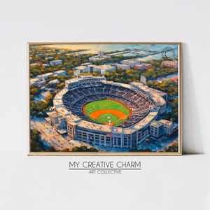 Iconic Baseball Stadium Oil Paint Print | Game Room Decor | Instant Digital Printable Art