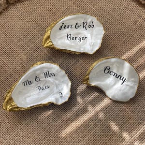 Cartões de lugar Oyster Shell, cartões de casamento, cartões de eventos, lembrancinhas de casamento Oyster