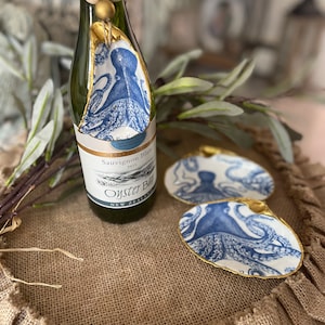 Octopus wine charm, clam shell, trinket dish, charm decoration
