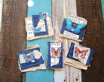 Vintage Ephemera Butterfly and Music Hymnal Notepad Clusters for Junk Journals & Scrapbooking Scrap Clusters or Embellishment Clusters