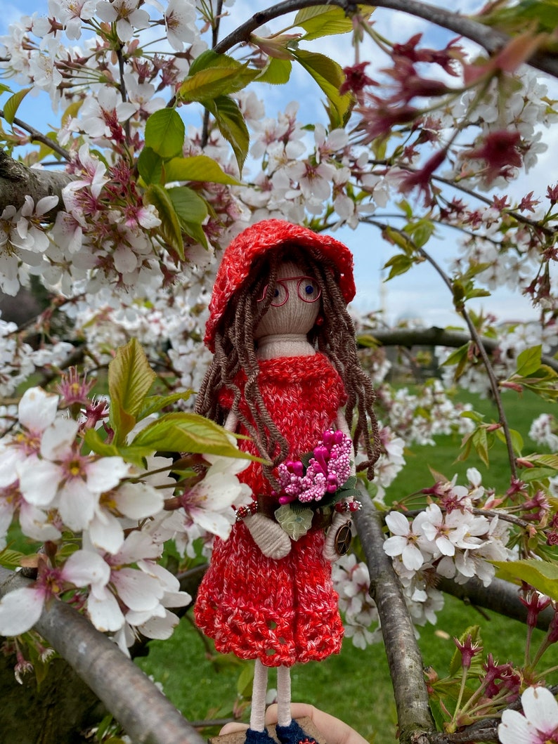 Doll in Red in the Orchard Etsy