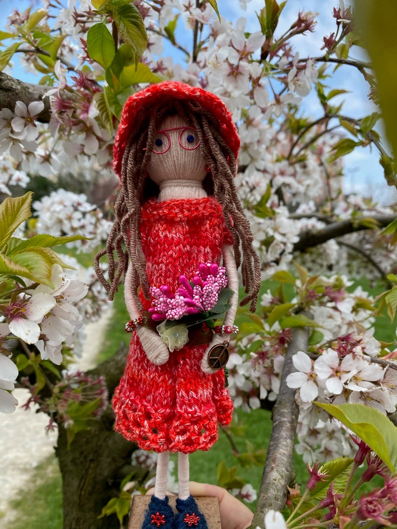 Doll in Red in the Orchard Etsy