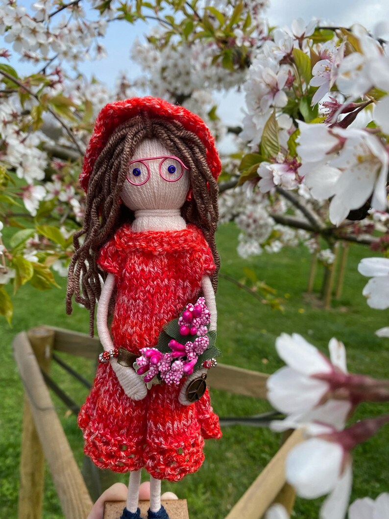 Doll in Red in the Orchard Etsy