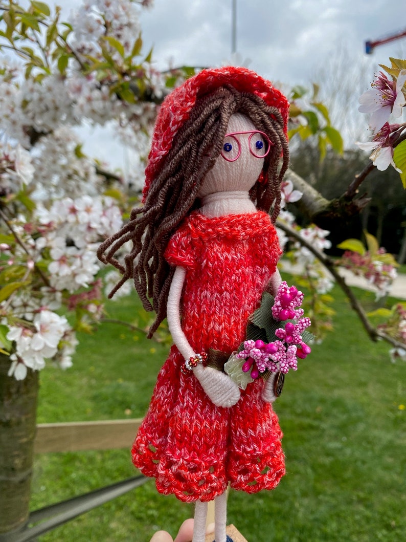 Doll in Red in the Orchard Etsy
