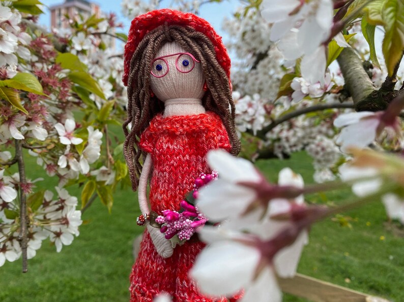 Doll in Red in the Orchard Etsy