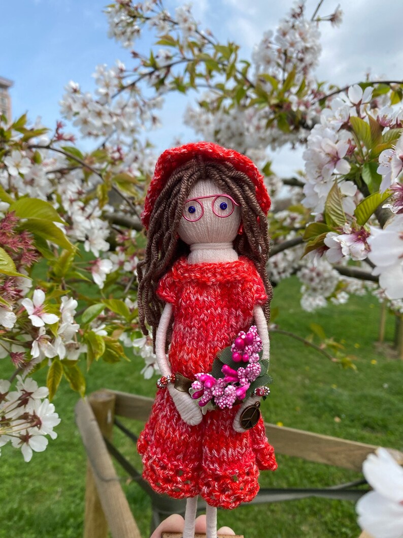 Doll in Red in the Orchard Etsy