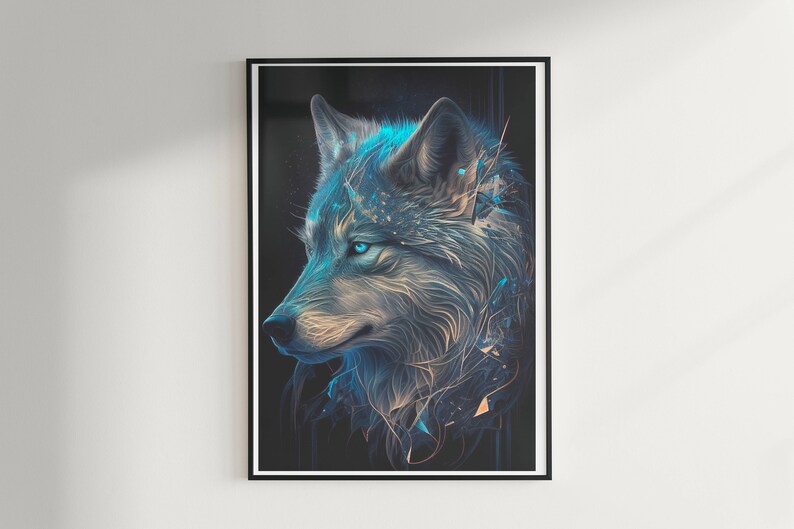 Metallic Blue Wolf Digital Print - Etsy