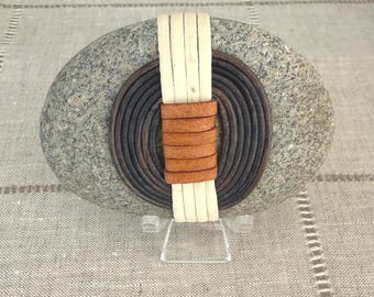 Handcrafted Wrapped Rock, Leather Cording Weaving, Zen Nature Talisman