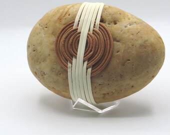 Handcrafted Wrapped rocks,Leather Cord,Zen Stone,Talisman