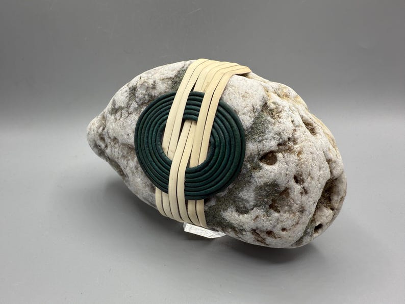 Hand Wrapped Beach Rocks Handmade Wrapped Beach Stone: Rustic Leather Cord Rock Art - Etsy