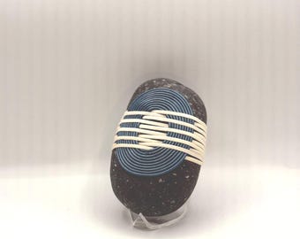 Handcrafted Wrapped Rock, Cape Cod Stone, Artisan Basketry, Mindfulness Talisman