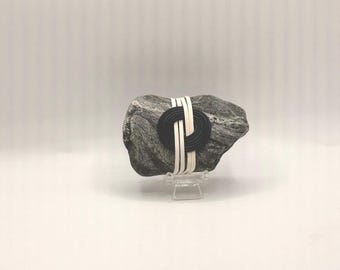 Handcrafted Wrapped Rock, Zen Stone, Leather Cord Lashing, Natural Cane Basketry