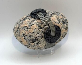 Handcrafted wrapped stones,leather cord weaving,natural cane basketry,friend gift