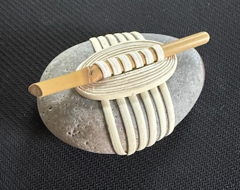 Hand-Wrapped Zen Stone with Bamboo Accent, Natural Cape Cod Beach Rock