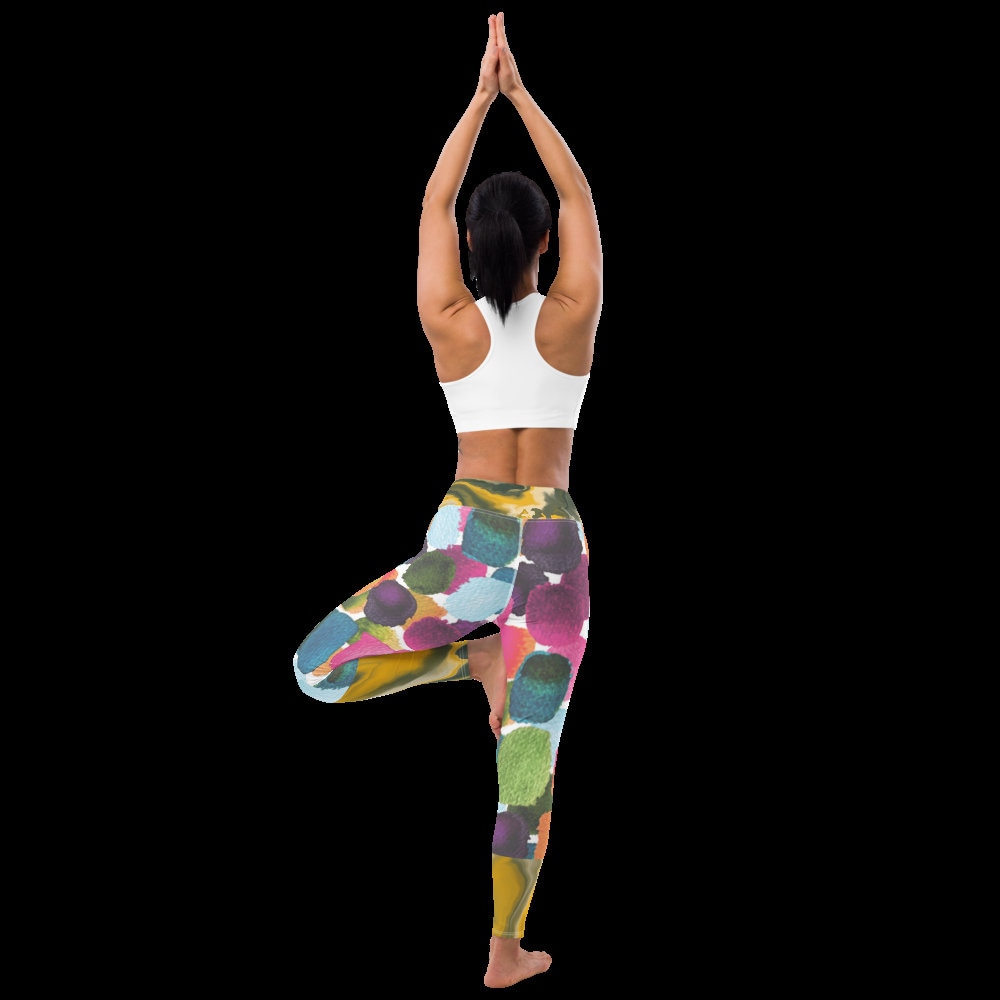 Women's 80s or 90s Memphis Yoga Pants Black Workout Leggings Tummy Control  High Waist Gym Fitness Track Pants