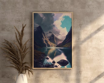 Fjords Printable, Fjords Printable Wall Art, Fjords Wall Art, Pastel Digital Download, Unique Fjord Art, Fjord Wall Decor, Fjord Print